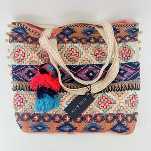 Chloe & Lex Colorful Vibrant Embroidered Handle Bag Purse Boho NWT